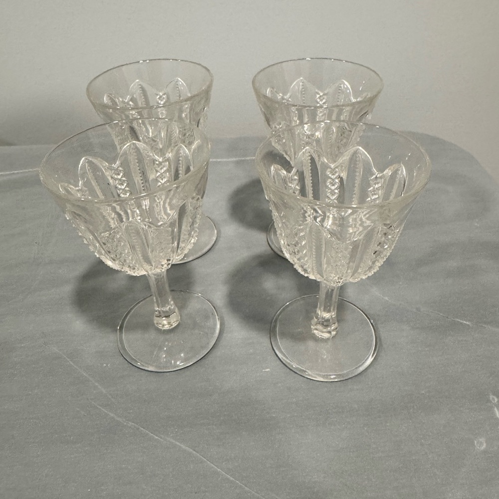 Vintage Pressed Glass Cordial Glasses Set | Bar Cart Decor